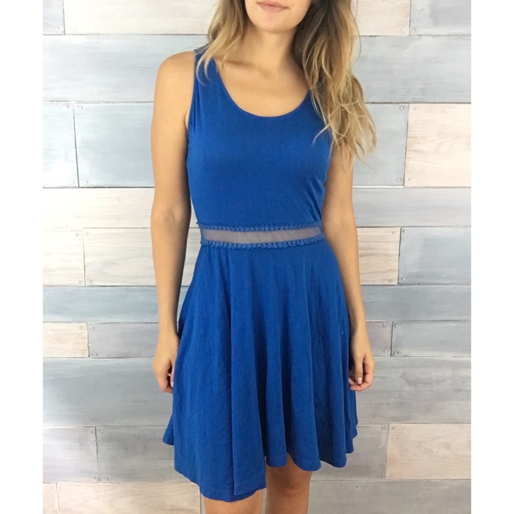 Blue Sleeveless Dress with Cutout Detail